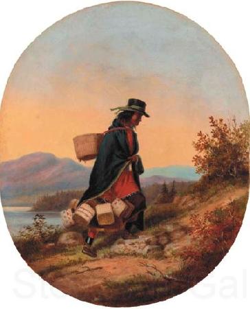 Cornelius Krieghoff Indian Basket Seller in Autumn Landscape Spain oil painting art